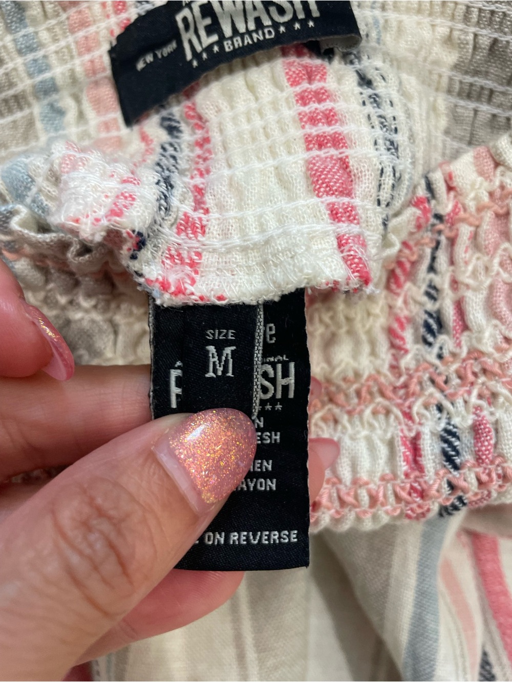 NWT Rewash Linen Blend Coastal Stripe Wide Leg Pants M - Picture 9 of 9